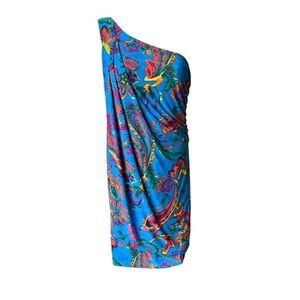 Lauren Ralph Lauren Dress Resort Blue Multicolor Paisley One Shoulder Dress 4